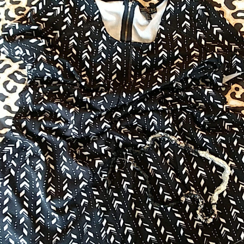 Forever 21 Black & White Peek a Boo Dress